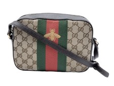 Gucci Bee Embroided GG Supreme Shoulder/Crossbody Bag