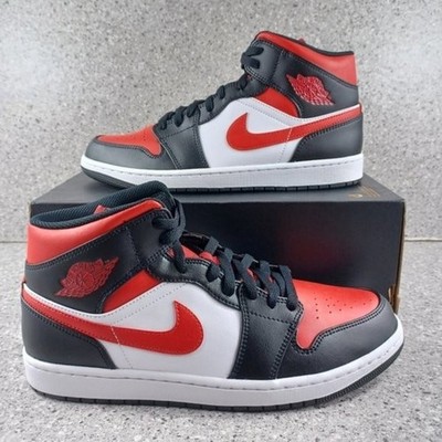 Nike Air Jordan 1 Mid Red White Black Bred Toe Sneakers Men's Size 11 Shoes