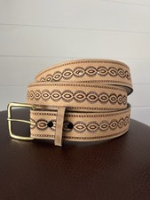 Western Genuine Leather Belt Light Brown Men's 48 Made In The USA