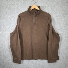 Polo Ralph Lauren Sweater Men  s 2XL Estate Rib 1/4 Zip Knit Brown Flesh Pony