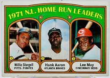 1972 Topps Baseball Card #89 NL Home Run Leaders Hank Aaron Stargell May