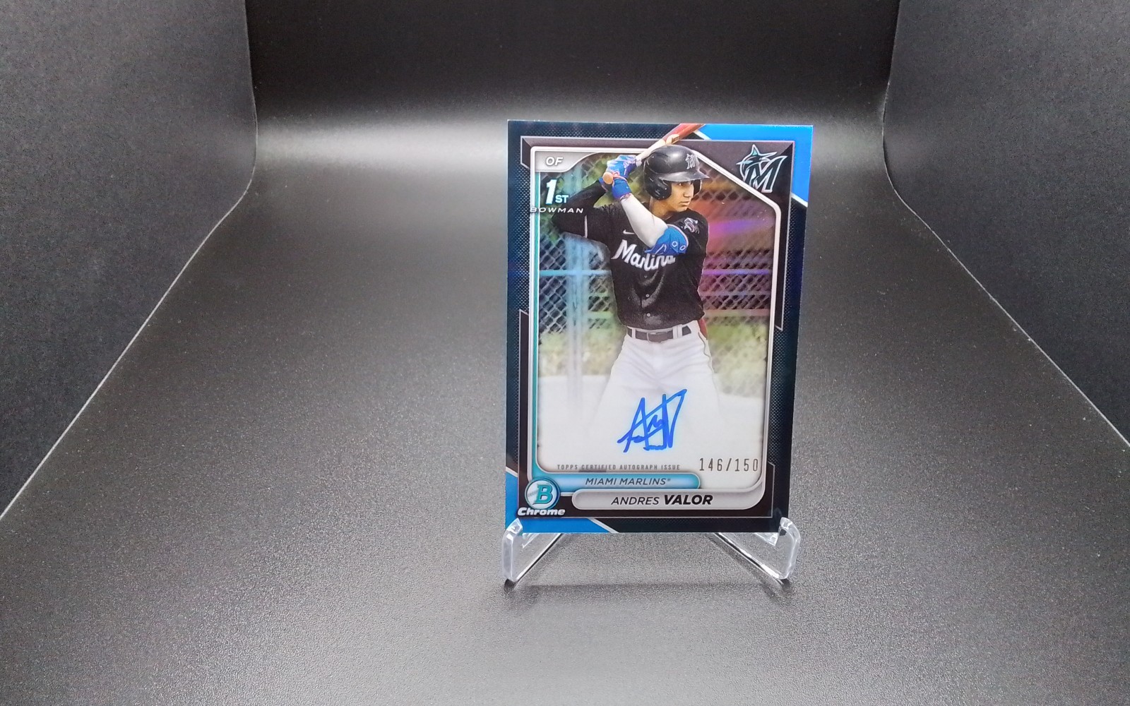Andres Valor 2024 Bowman Chrome Auto Blue Refractor #/150 Marlins 1st