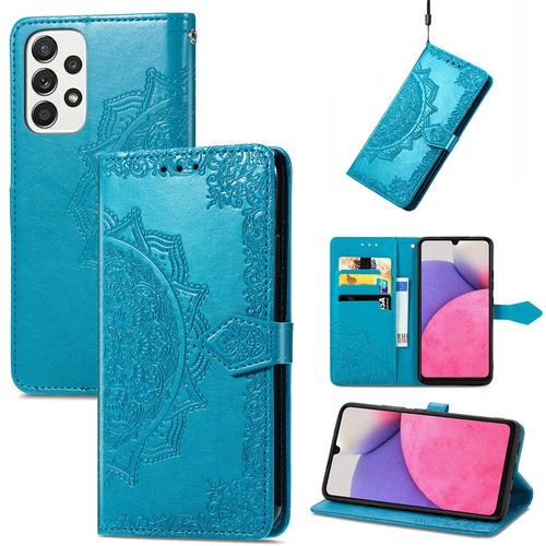 For Samsung Galaxy A12 A14 A22 A23 A30 A35 Phone Cover Leather Wallet Embossed - Picture 7 of 12