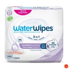 WaterWipes Sensitive Soothing Baby Wipes, 3-in-1, 99 Water, 240ct
