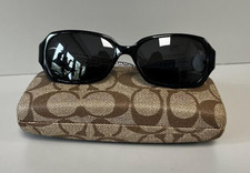 VINTAGE Coach Ava S462 Black Oval Sunglasses Silver Crystal Logo Medallion 57-16