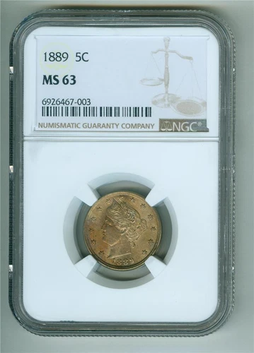 U.S. 1889 LIBERTY HEAD V NICKEL NGC MS-63
