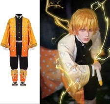 Anime Demon Slayer Zenitsu Agatsuma Cosplay Costume Set