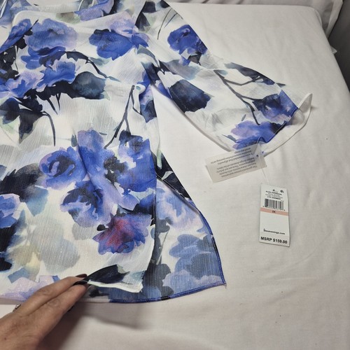 Alex Evenings Women's Jacket and Tank Size 2X Blue White Floral 3/4 Sleeve (40) - Picture 16 of 16