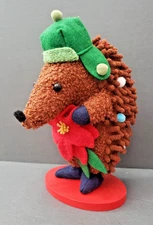 Target RETIRED Large Fabric Hedgehog w/ Trapper Hat Christmas on Stand SOLD OUT