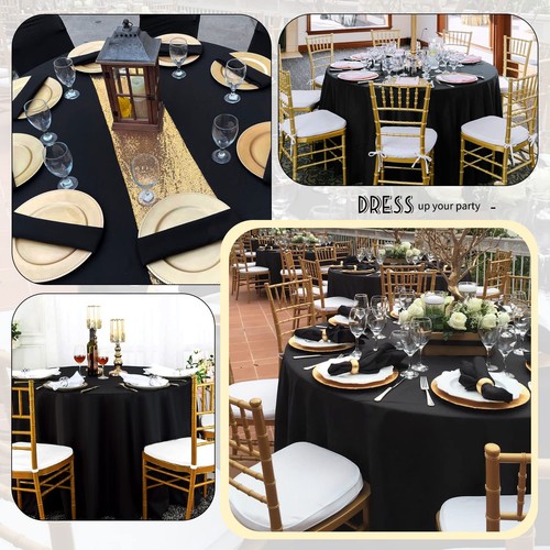 6 Pack Round Tablecloth Black Table Cloths 120 Inch Polyester Round Table Clo... - Picture 6 of 7