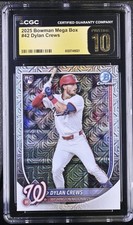 2025 Bowman Dylan Crews #42 (RC) CGC 10 Pristine Washington Nationals Pop 1