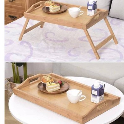 Folding Bamboo Breakfast Table   XL Bed Tray with Laptop Function