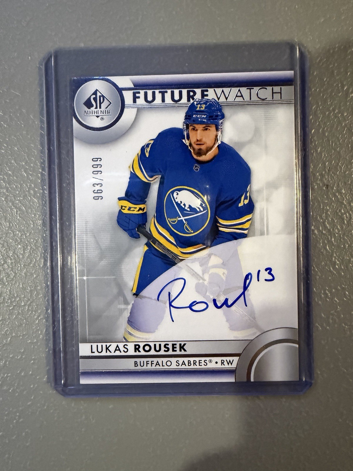 2023-24 SP Authentic Future Watch Auto Rookie Lukas Rousek /999 Buffalo Sabres