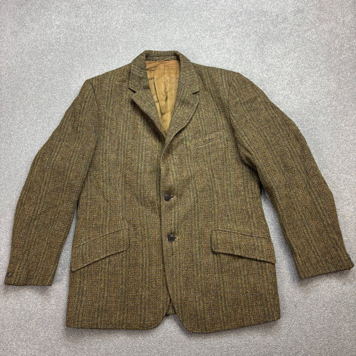 Veste Tweed Homme Hoesmann - 44R, Vert à Carreaux, Norfolk Country - Vintage Allemagne