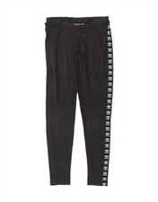 ADIDAS Womens Graphic Leggings UK 12 Medium Black Cotton CB02
