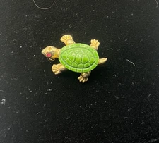 Vintage Gold-Toned Turle with Green Shell Brooch
