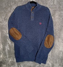 Chaps Classic-Fit Mockneck Sweater in Navy Twist w/elbow Patches, Men  s L