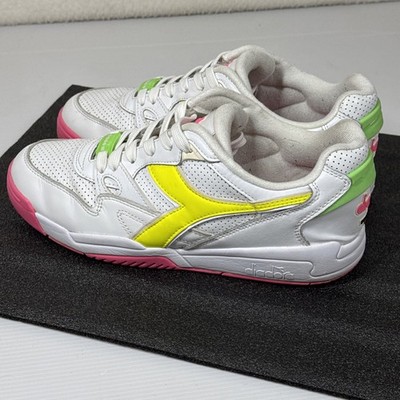 Diadora Rebound Ace Fluo Size Mens 8.5m White Yellow Pink