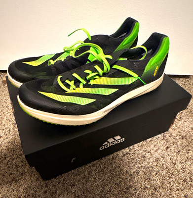 Adidas Adizero Avanti TYO Black Solar Green | Track & Field Spikes | Men s 10.5
