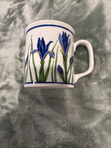Curzon Blue Iris Ceramic Coffee Tea Mug Cup Japan Garden Cottage 3.5”