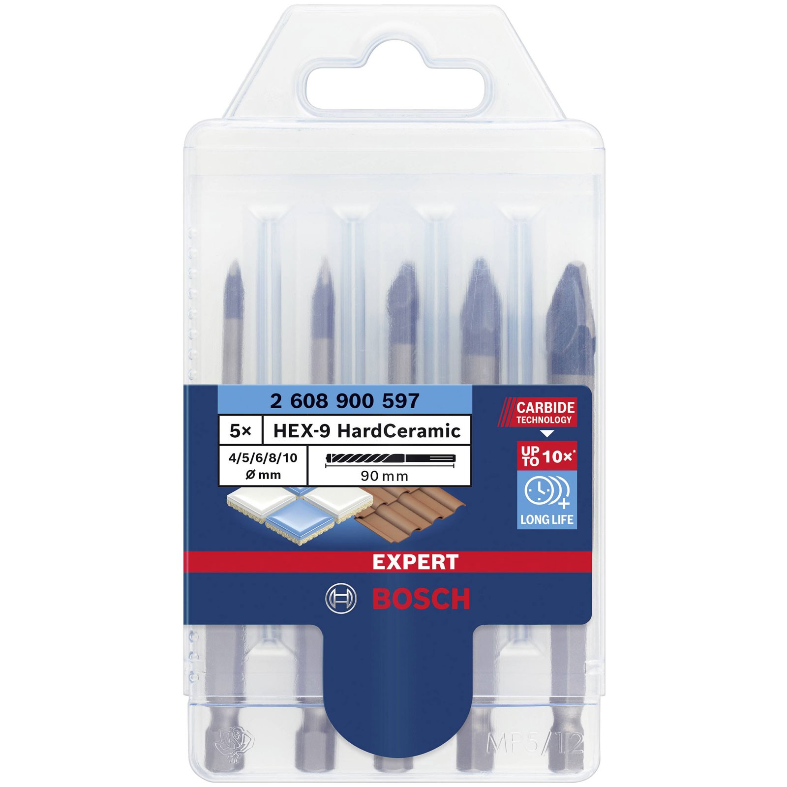 Bosch Expert HEX-9 Tile Drill Set 5piece Lasts 10x Longer