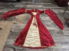 Red Renaissance Costume Women Velvet Medieval Dress for Women Irish Fairy Ren...