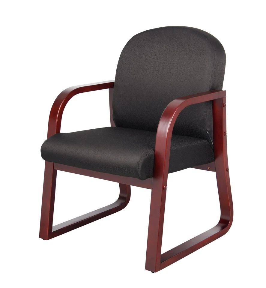 Mahogany Frame Fabric Side Chair in Black - Image 4 of 4