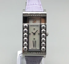 Swarovski Dress Watch Womens Swiss Made Crystal Lavender Leather New Battery