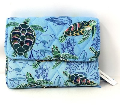 Vera Bradley Sea Turtles Coral Riley Wallet Folding Snap Closure NWT Ocean EXACT