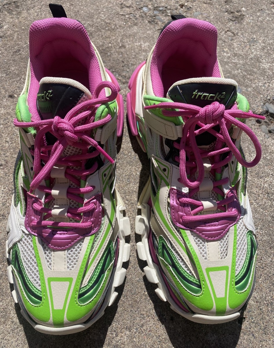 Balenciaga Track.2 Sneakers Size 9 Pink Green White Multi-Color