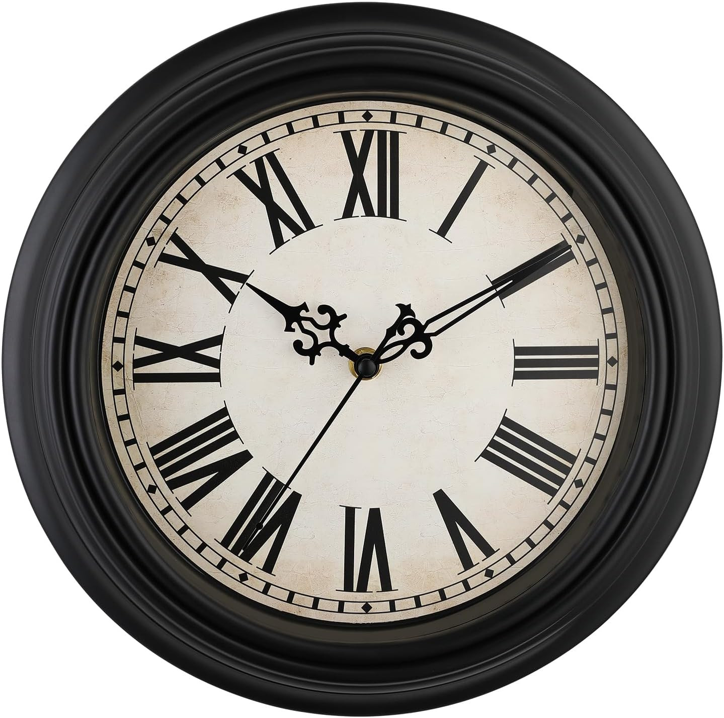 Small Retro Wall Clock, 10'' Non Ticking Classic Silent Vintage Wall Clocks Deco