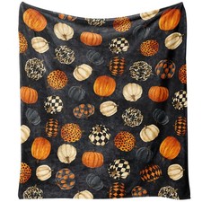 Halloween Fall Pumpkin Flannel Fleece Couch Bed Dorm Throw Blanket 60x50 Inch