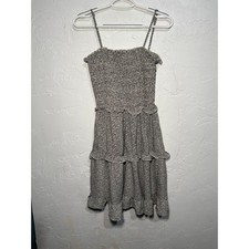 Jessica Simpson cheetah print smocked ruffled teired dress womens small ethereal