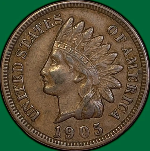 1905 Indian Head Cent Almost Uncirculated AU Coin #35908