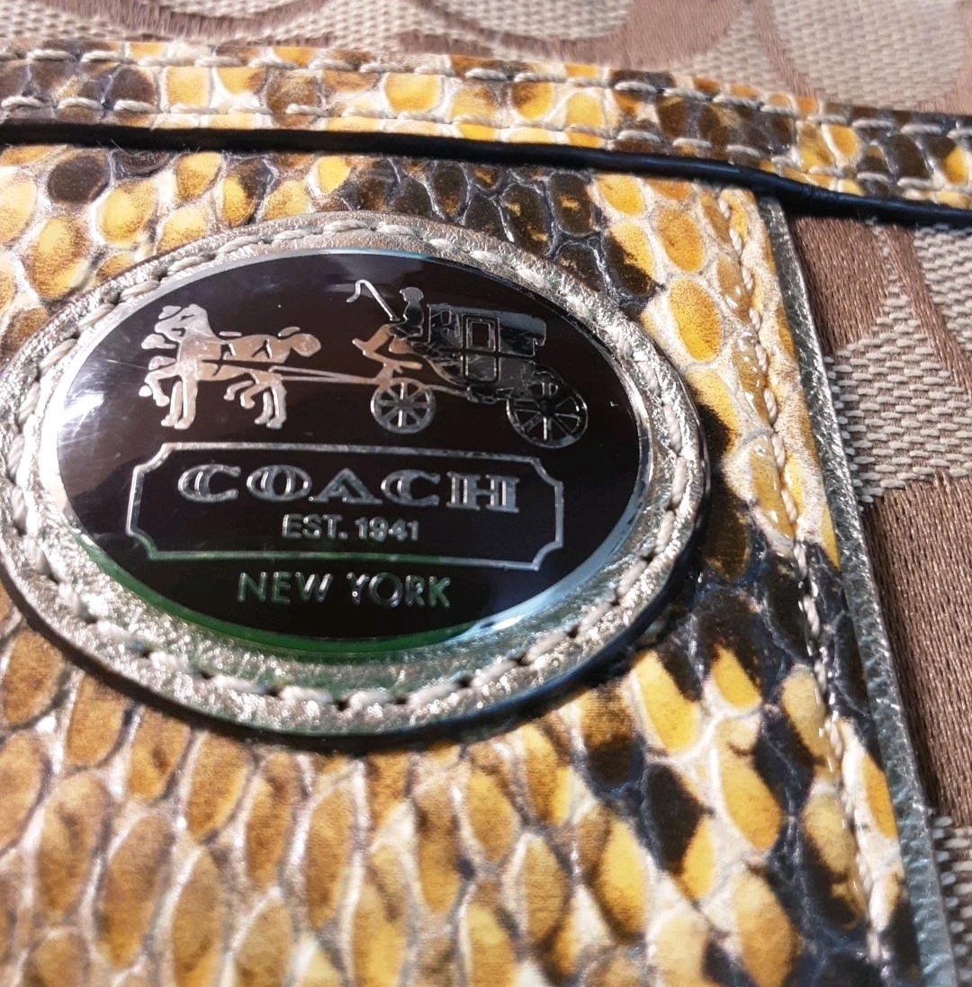 COACH-Sutton-Signature Crossbody-Python Trim-Gold… - image 3