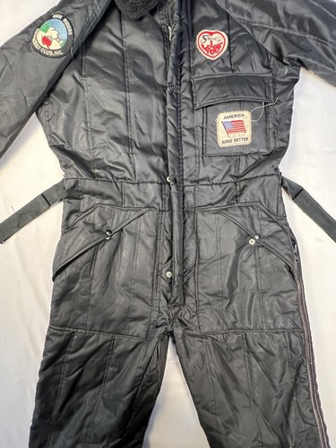 Vtg 80s Scorpion Snowmobile Suit High Riders Club Patch Mens Large America Black - Picture 7 of 21