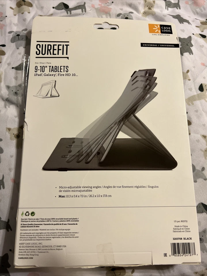 Case Logic 9-10" Surefit Classic Folio Case for Tablets- Black—New In Box - Image 2 of 2