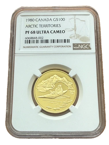 Canada 1980 Gold 1/2 oz 100 Dollars $100 NGC PF68UC Arctic Territories