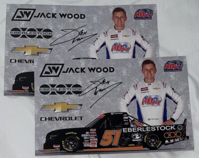 Jack Wood Signed 2023 Eberlestock NASCAR KBM Truck Postcard Hero Card COA