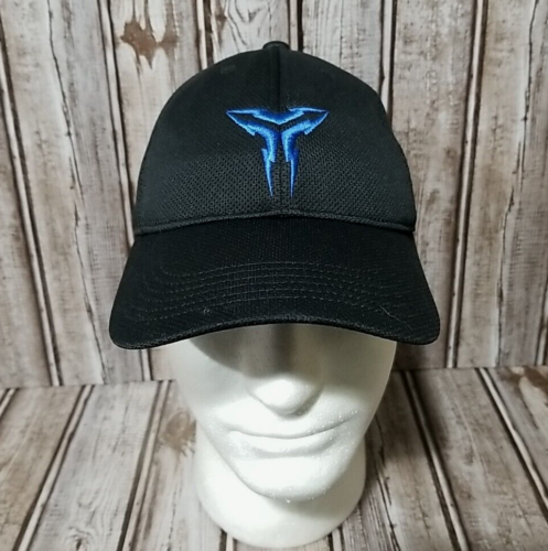 Nike Fit Dry Strapback Hat Baseball Cap Black Embroidered Blue Logo Adjustable