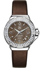 TAG HEUER LADIES FORMULA 1 WAC1217.FC6221 DIAMOND PEARL LADY BROWN SATIN WATCH 