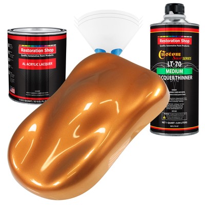 Sunburst Orange Metallic Acrylic Lacquer Quart Auto Paint Kit, Medium Thinner