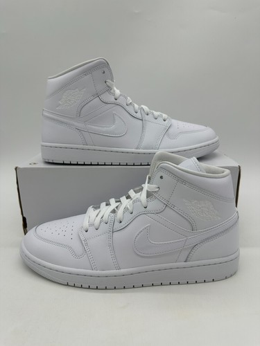 Air Jordan 1 Mid Womens Size 12 Mens size 10.5 Triple White nby Shoes DV0991 111 - 第 1/6 張圖片
