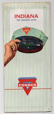Conoco Oil Road Map Indiana 1959