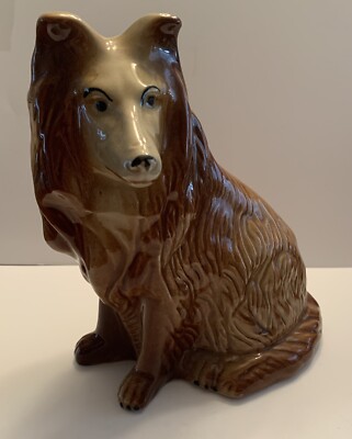 Vintage Glazed Rough Sable Collie Figurine Brazil 4155 Support