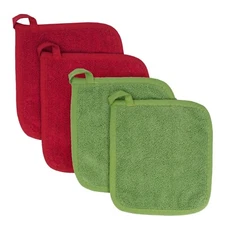 RITZ Terry Cotton Potholders Set of 4 | Absorbent & Heat-Resistant Kitchen Pads