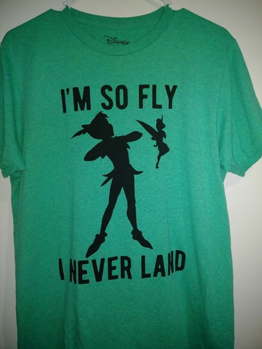 Disney Tinkerbell I'm So Fly I NeverLand Peter Pan Green T-Shirt Crewneck Size M - Picture 2 of 9