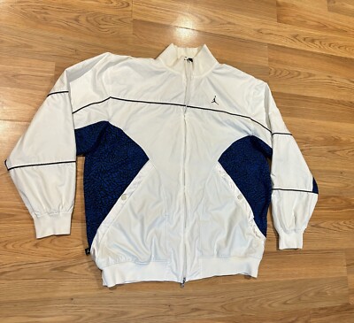 Air Jordan White Cement 3 Windbreaker Jacket Full Zip Blue Leopard