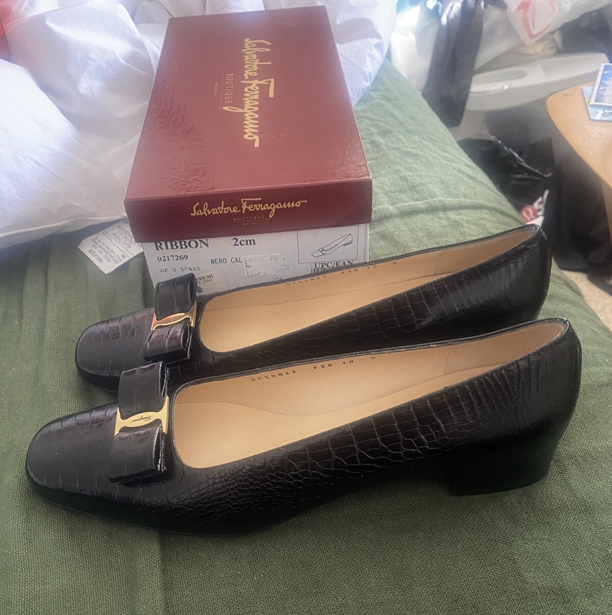 Salvatore Ferragamo Boutique Vara ? Nero Calf Croc Prt Salvatore Ferragamo Boutique Vara ? Nero Calf Croc Prt