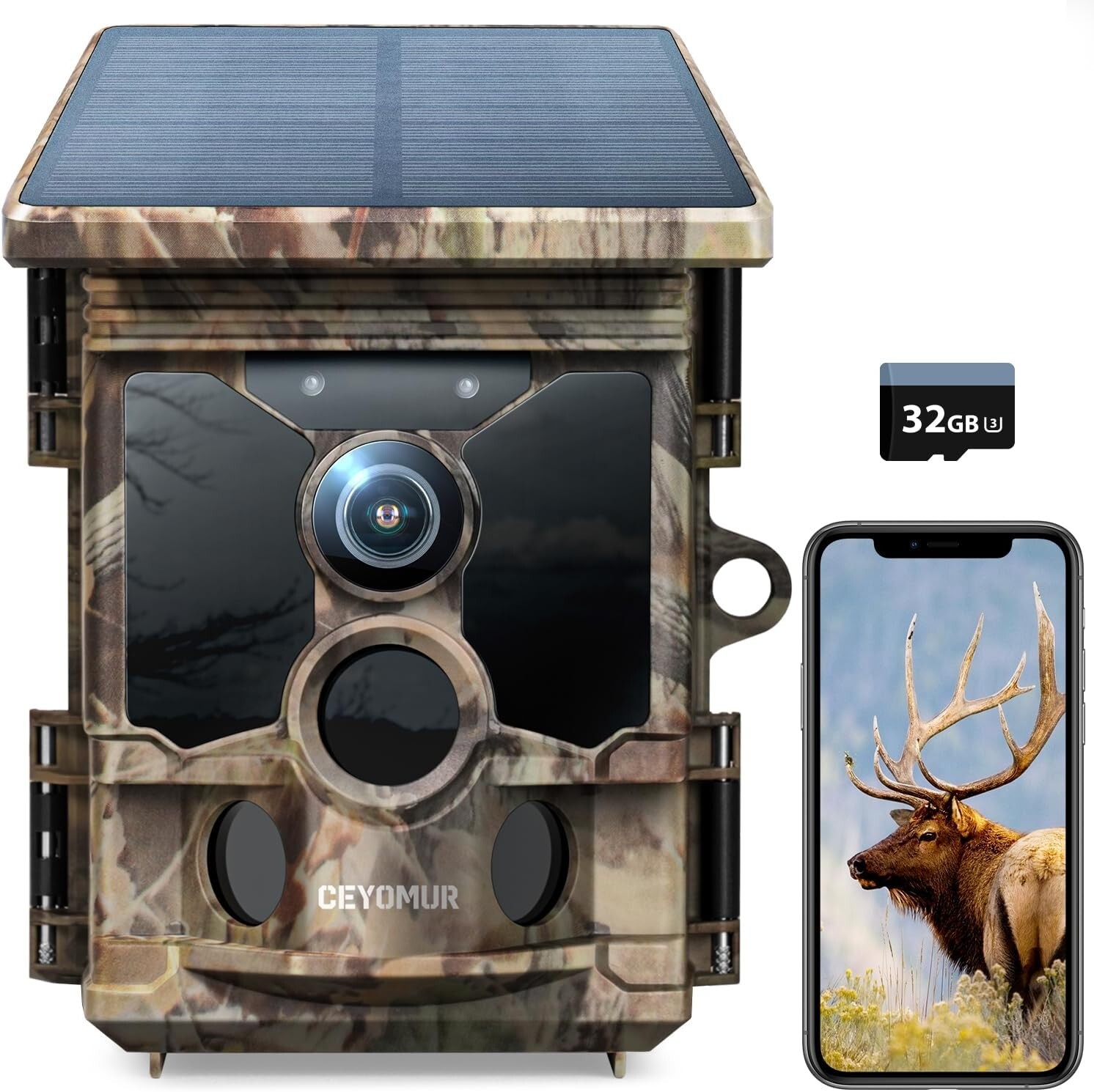 CEYOMUR CY95 4K 30fps Solar Powered Trail Camera WiFi Bluetooth 46MP